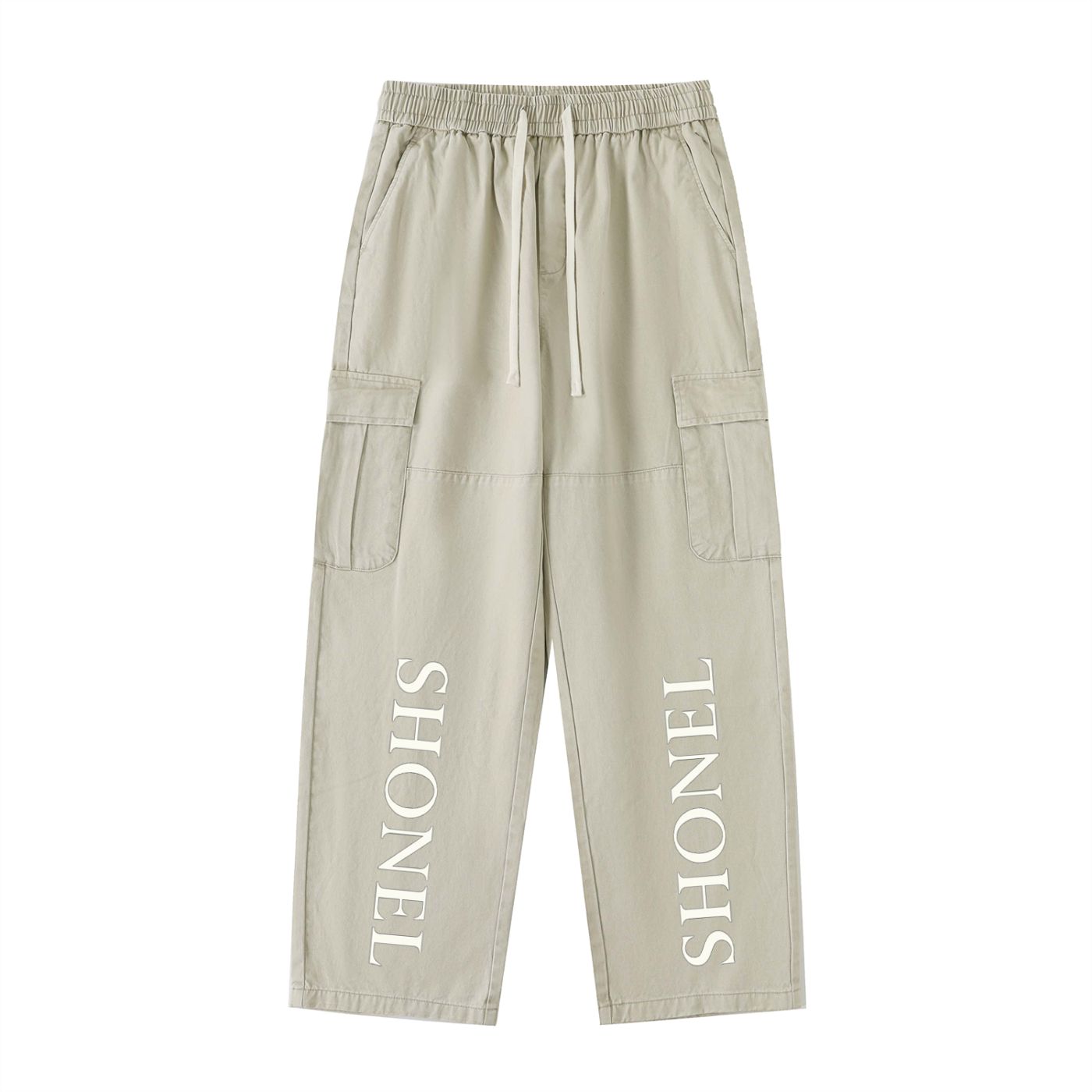 DRAWSTRING WAIST STRAIGHT-LEG CARGO PANTS