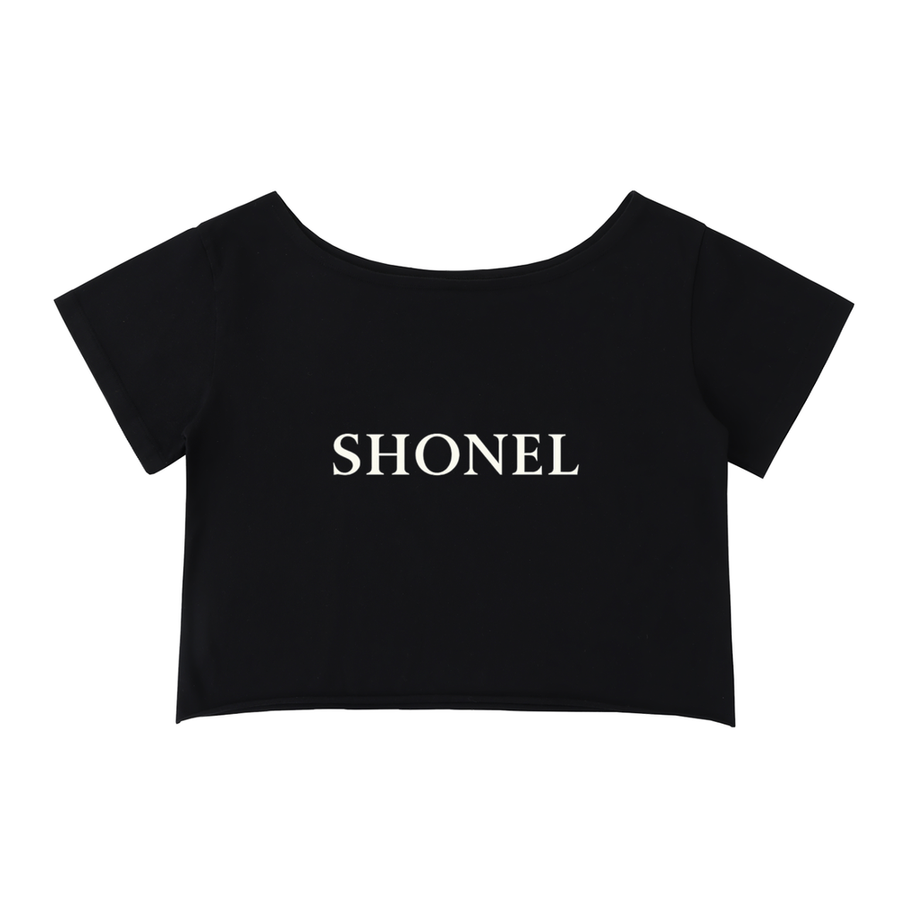 SHONEL Off-Shoulder Crop Tee