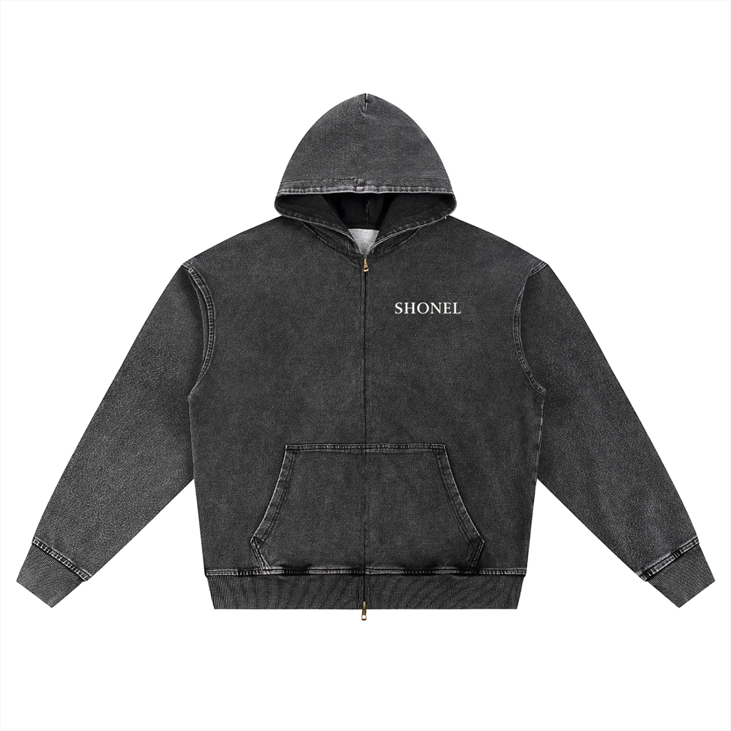 SNOW WASH OVERSIZED ZIP-UP HOODIE