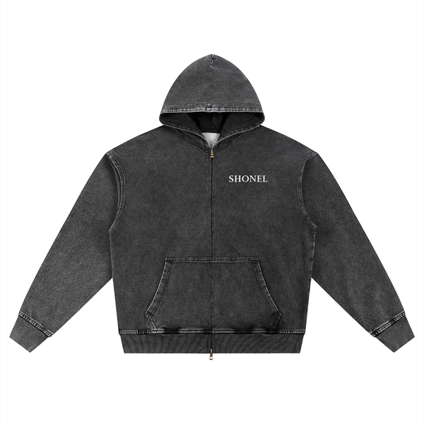 SNOW WASH OVERSIZED ZIP-UP HOODIE