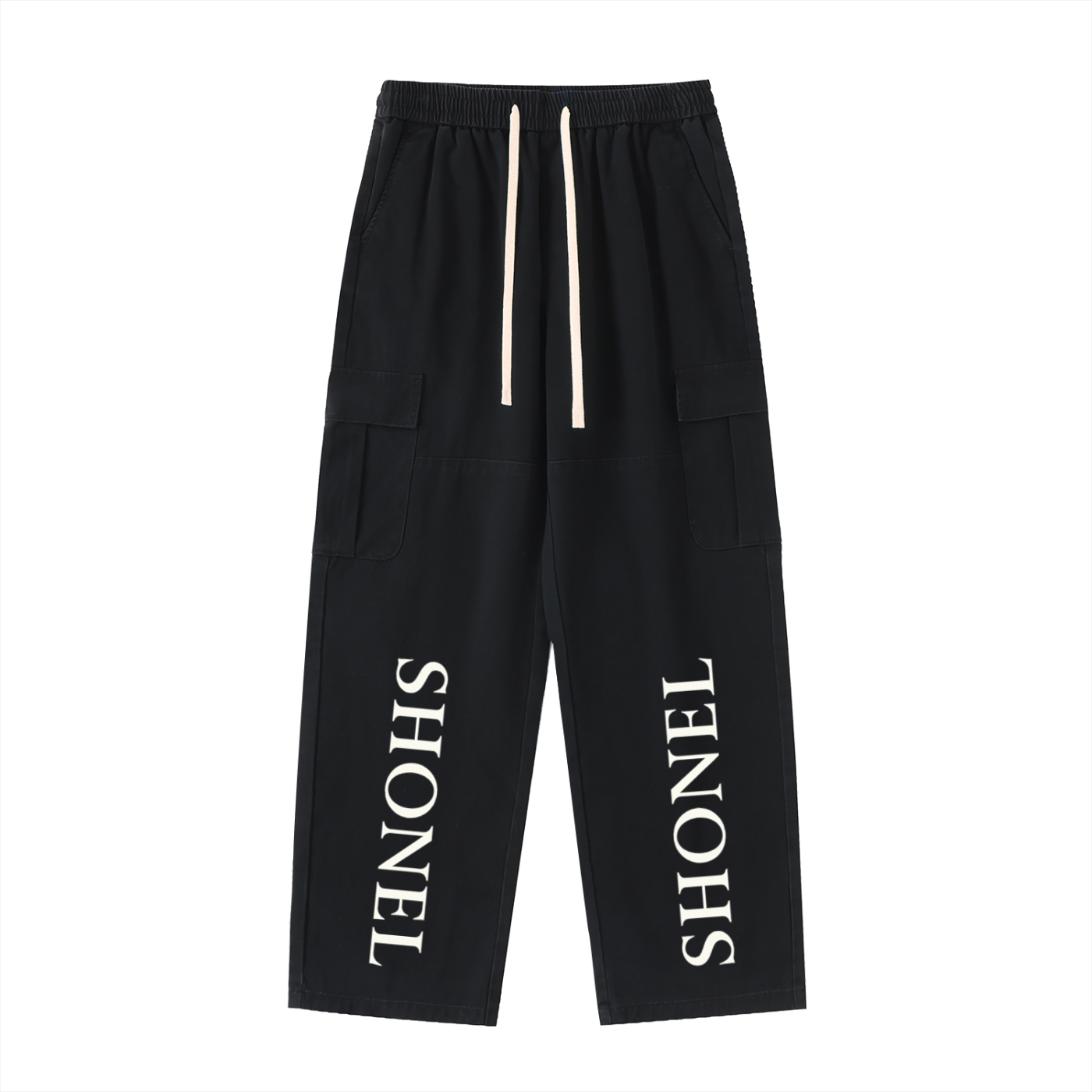 DRAWSTRING WAIST STRAIGHT-LEG CARGO PANTS