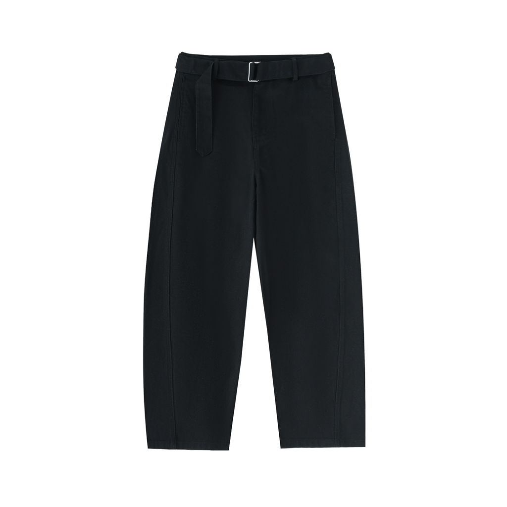 BELTED BARREL-LEG CHINO PANTS
