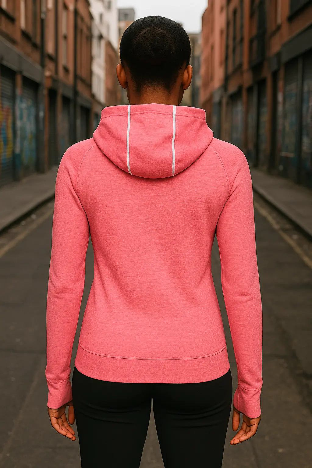 Adjusted hoodie style back view
