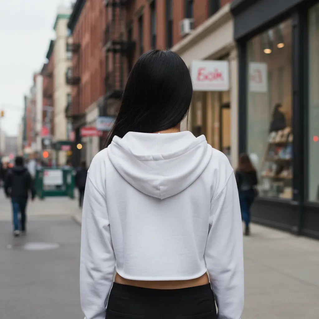 Asian Model - Back View Cropped Hoodie