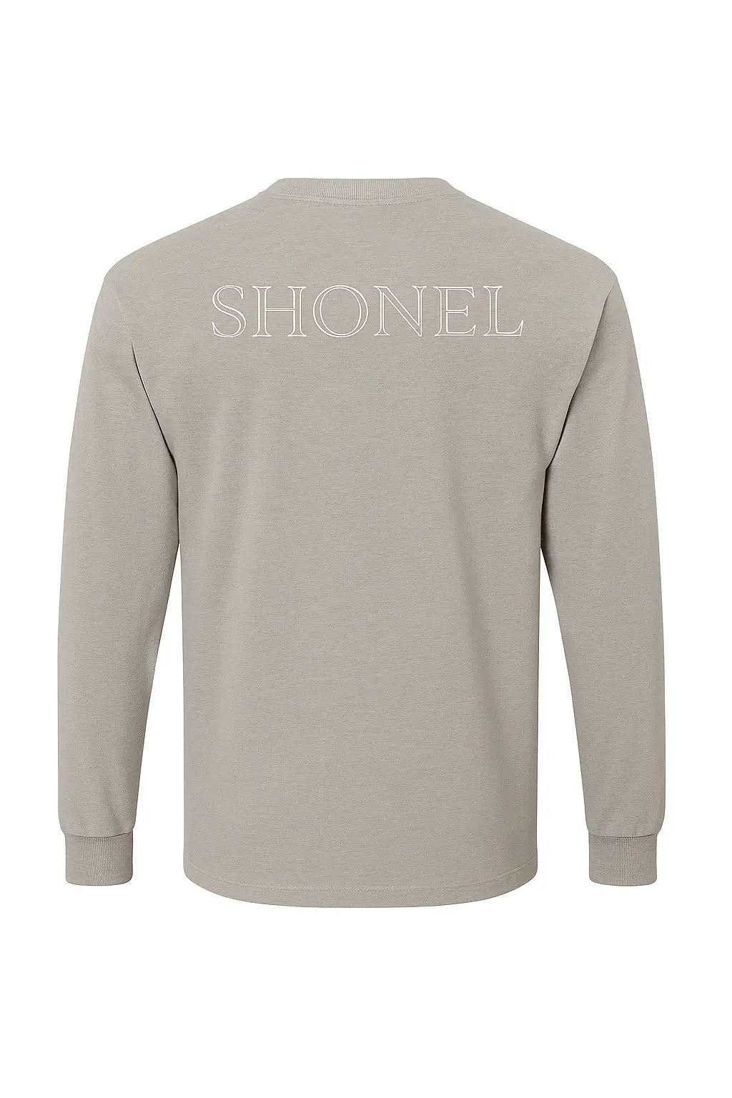 Back View - Heather Grey Long Sleeve with SHONEL Text