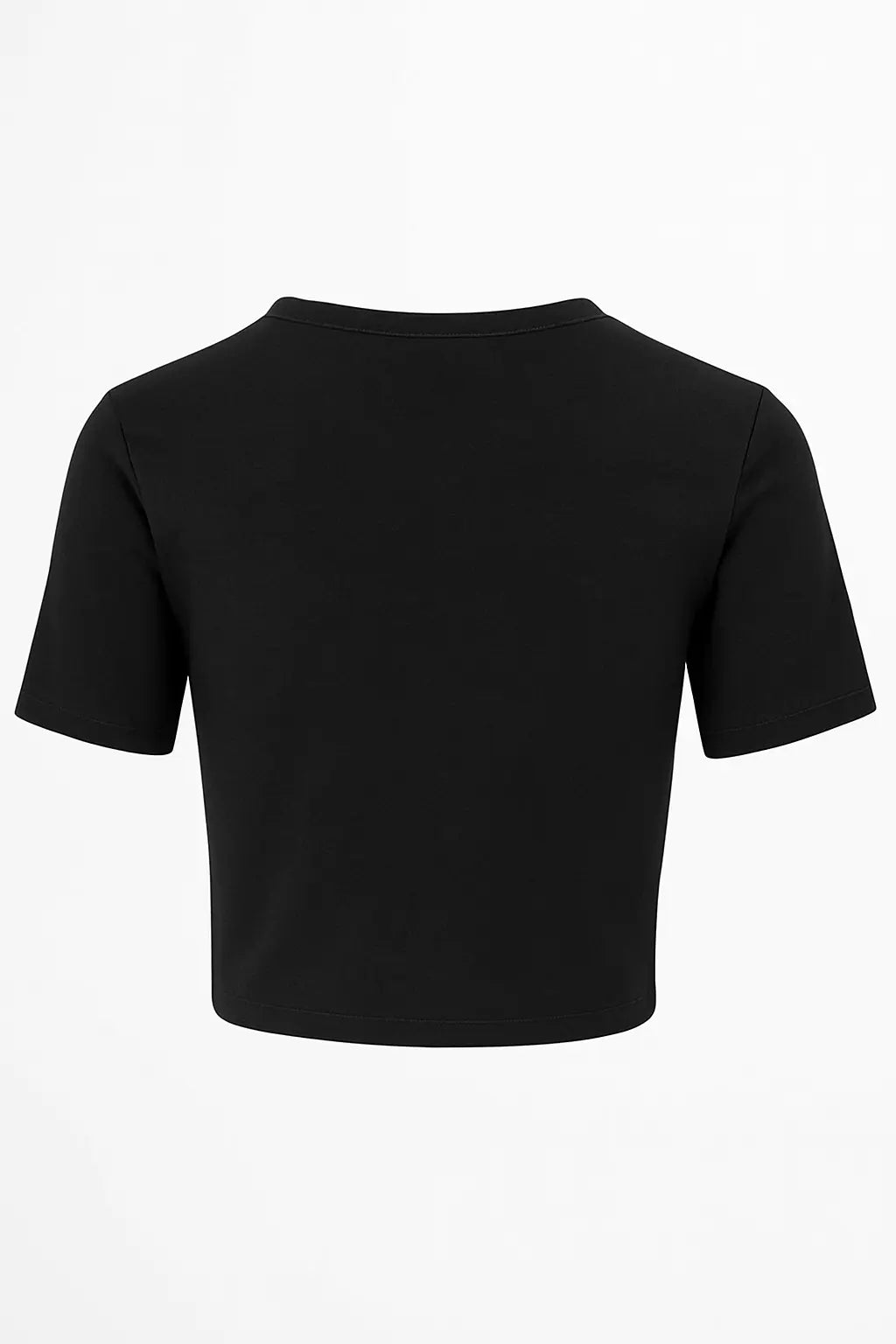 Back view of black crop t-shirt