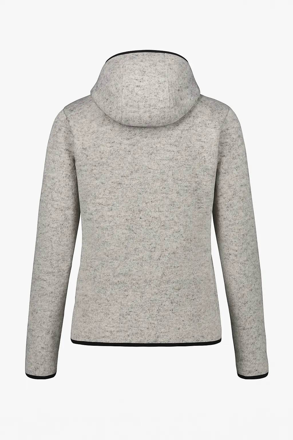Back view of grey hoodie with heather texture