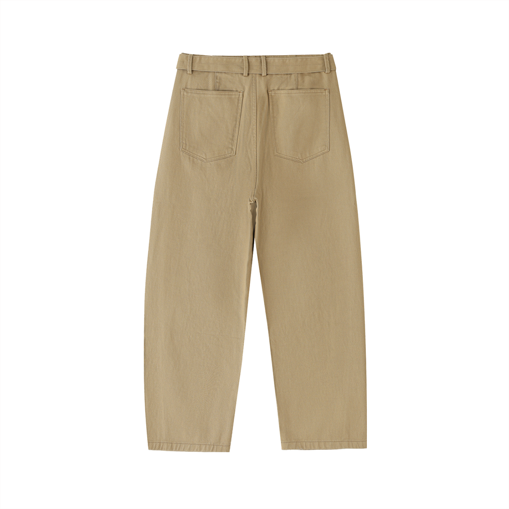 BELTED BARREL-LEG CHINO PANTS