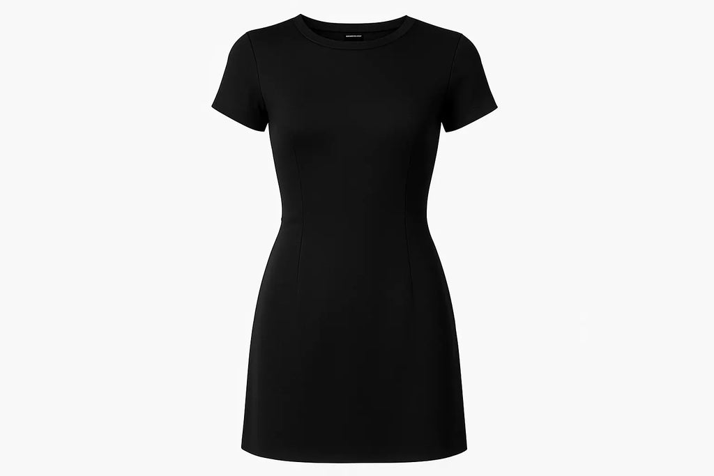 Black dress front view clean background