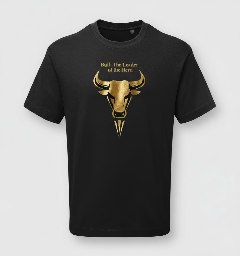 Bull design on black t-shirt