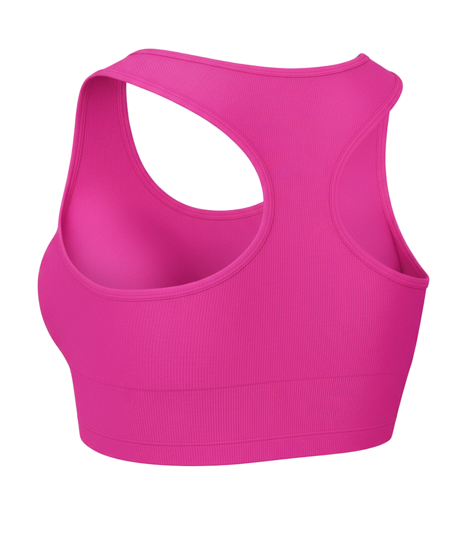 Electric pink sports bra back view 3D