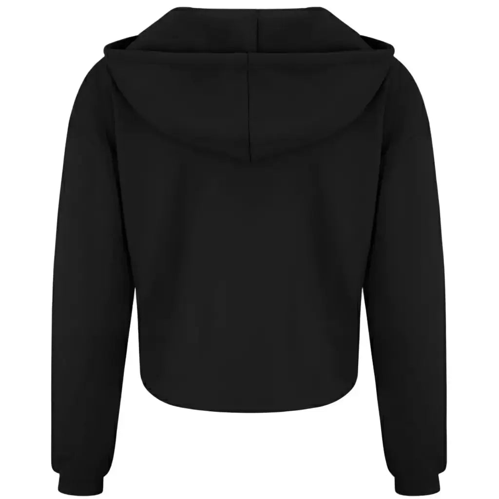 The Kawaii Rose Cropped Hoodie black heavyweight cotton-blend fleece with drop shoulders and ribbed cuffs back view
