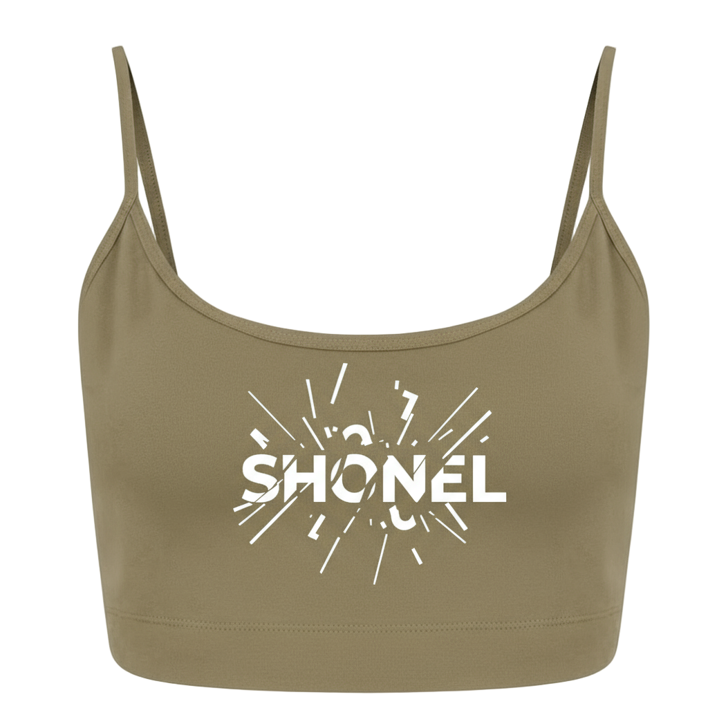 Khaki crop top with SHONEL design