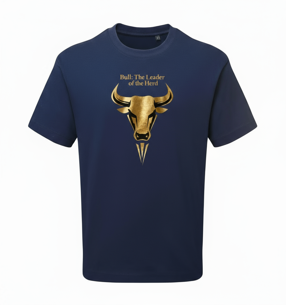 Larger bull design on navy t-shirt