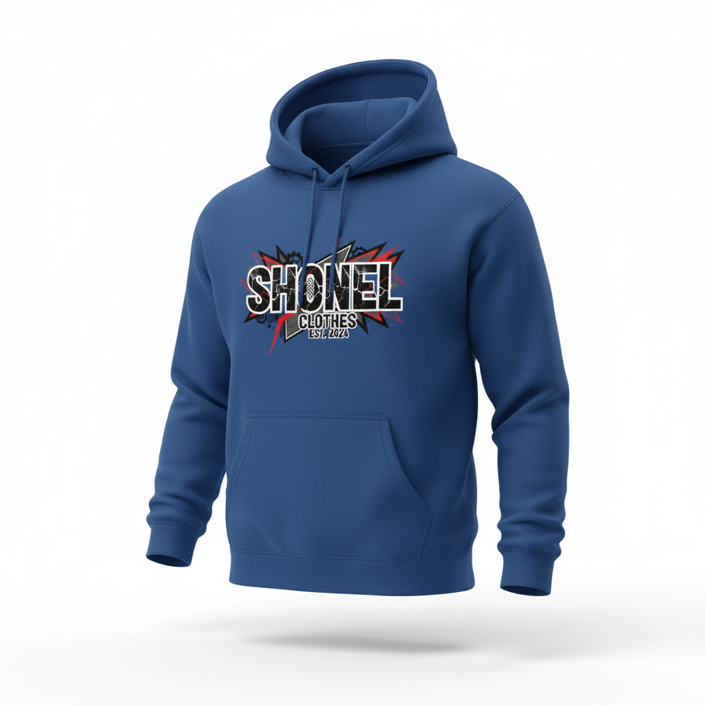 Mountain Blue Hoodie with Shonel Design