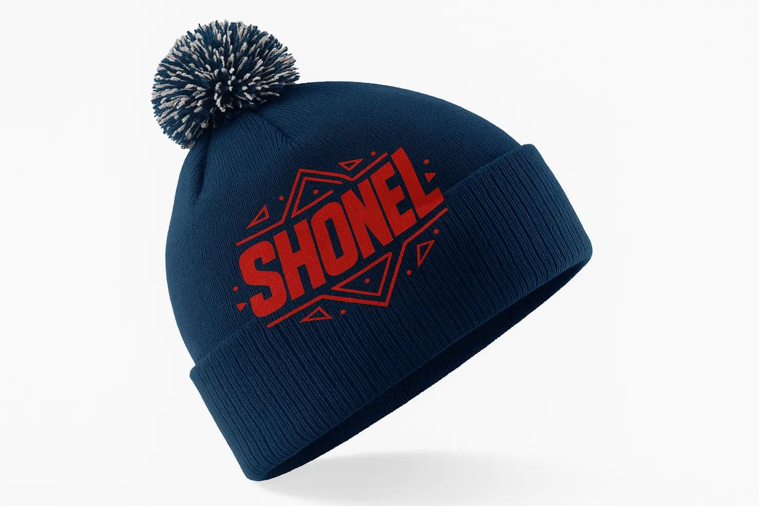 Navy beanie with red Shonel logo
