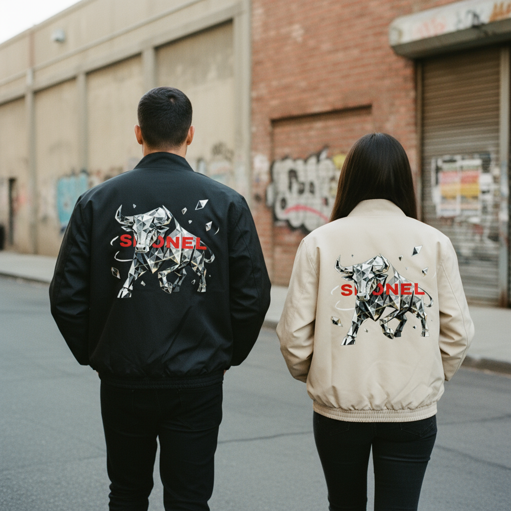 Photorealistic street photography of models wearing Shonel jackets