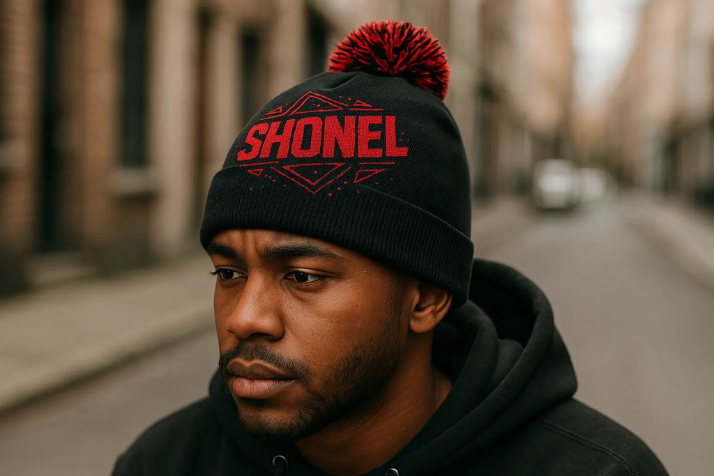 Realistic SHONEL beanie on model