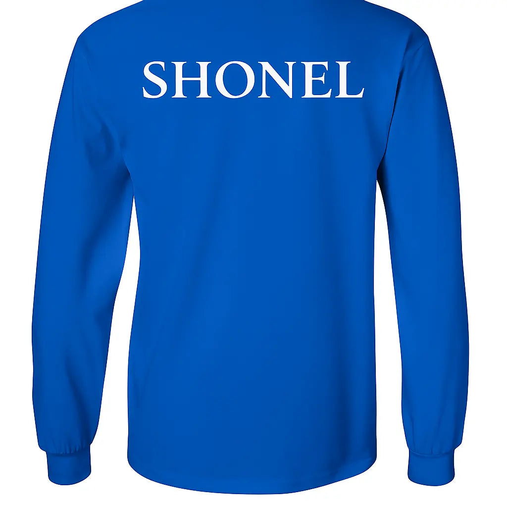 Royal Blue Shonel Long Sleeve Shirt with Back Text